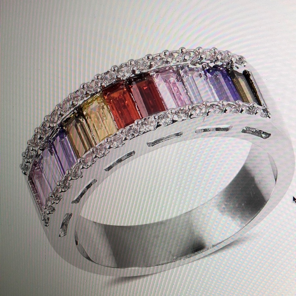 ART DECO STYLE BAND RING - Picture 1 of 4
